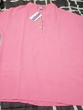 Women's Pink Button-Placket Blouse